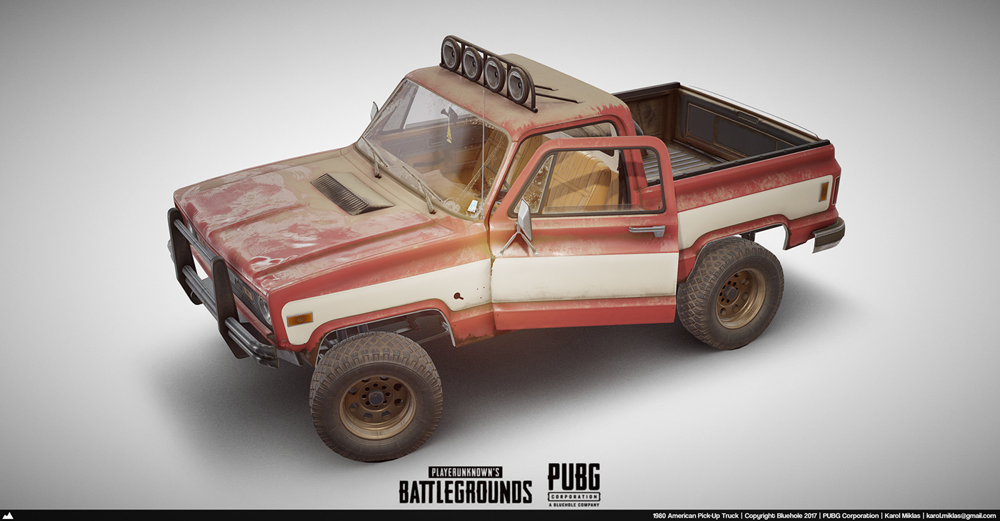 pick-up Vehicle lowpoly game pubg Battlegrounds blender Offroad rusty old