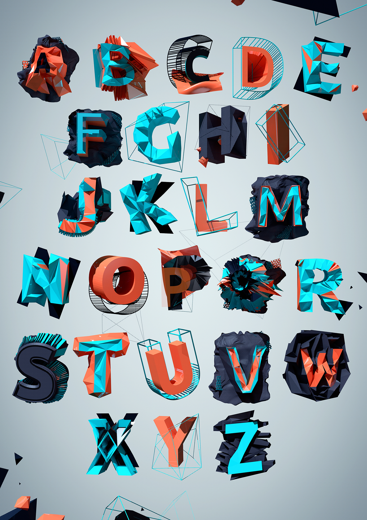 type polygon font lokta letter identity alphabet cinema 4d typo