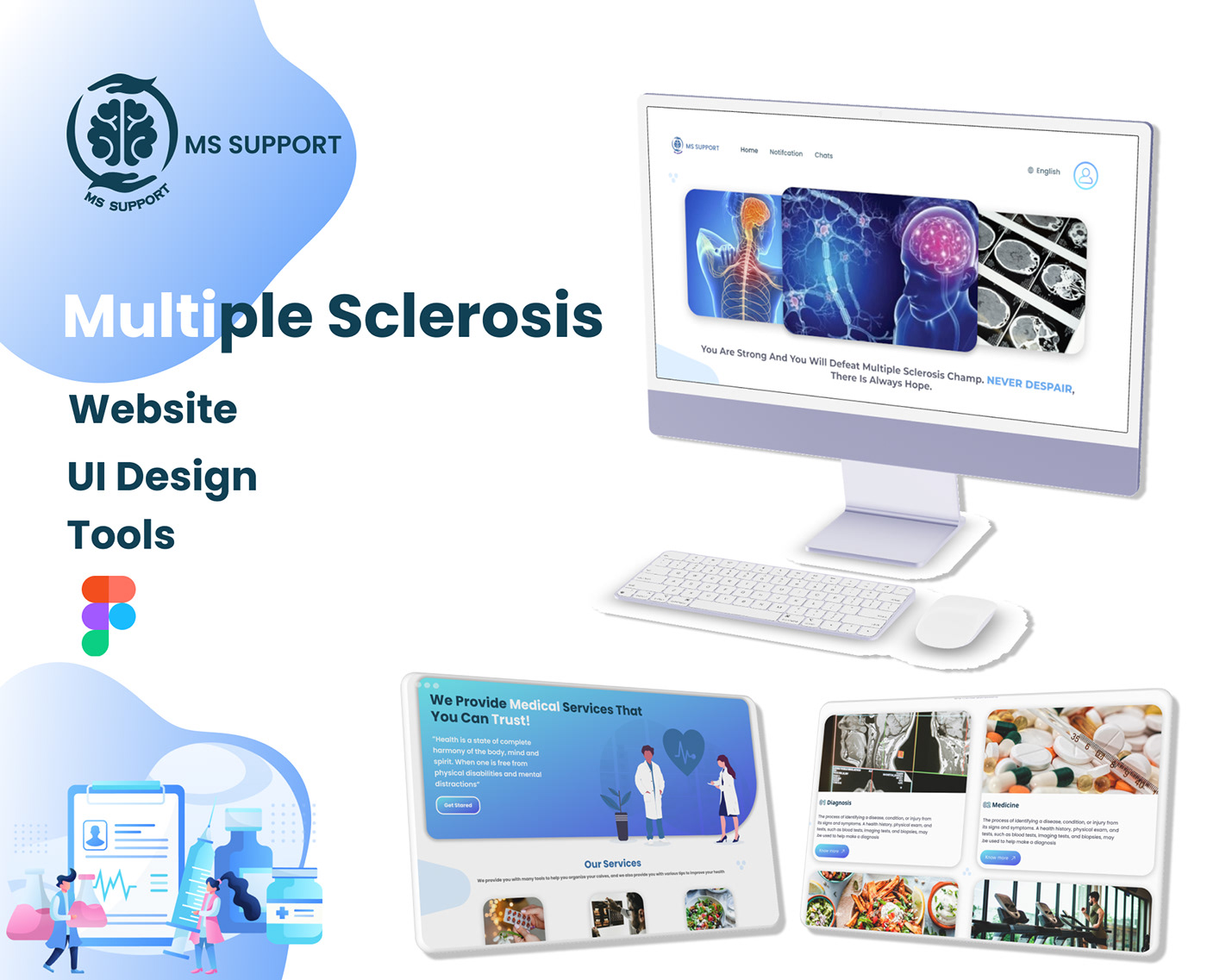 medical UI/UX ui design Web Design  Website Figma photoshop Socialmedia design