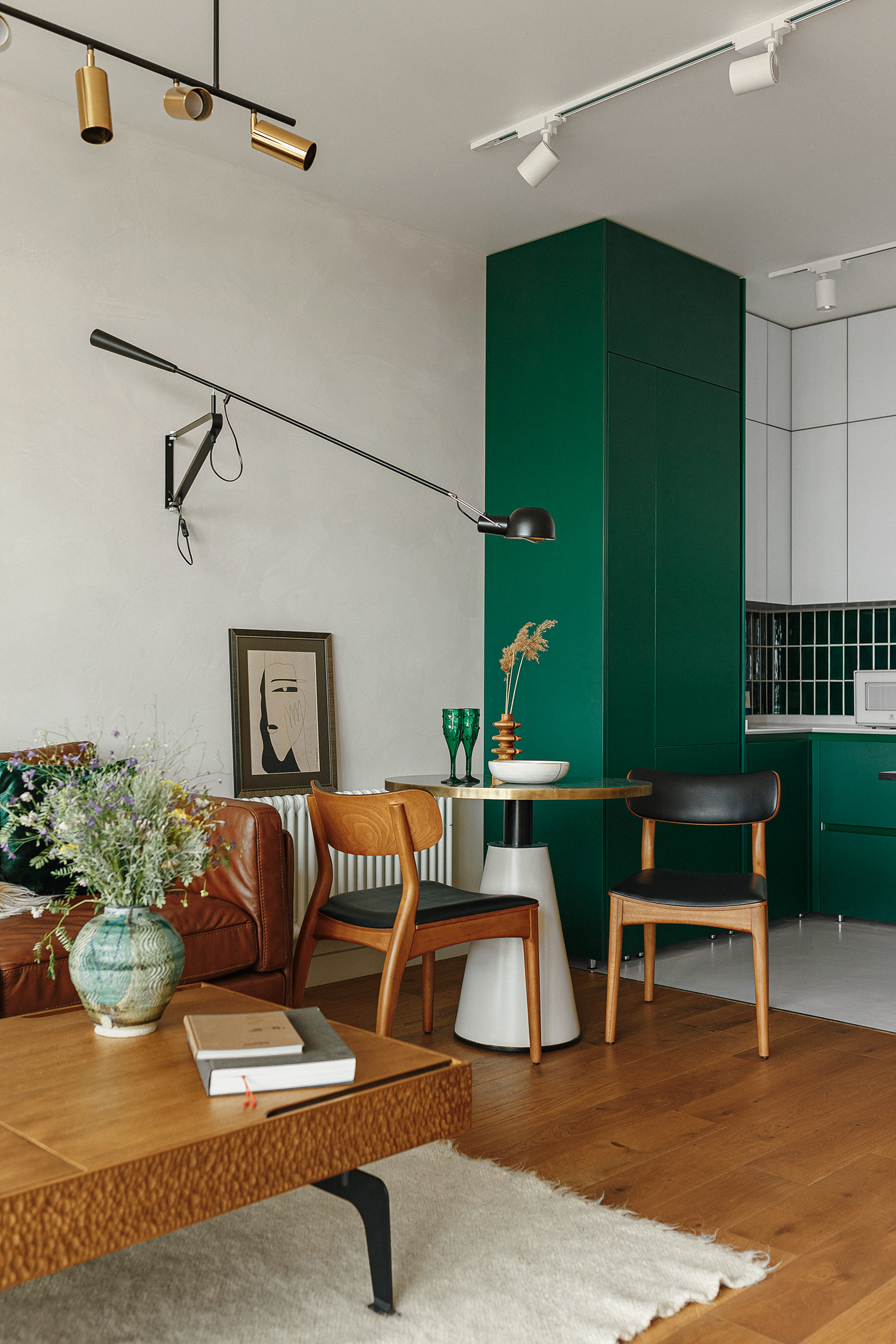 apartment collectible design emerald flat green Interior modern studio styling 
