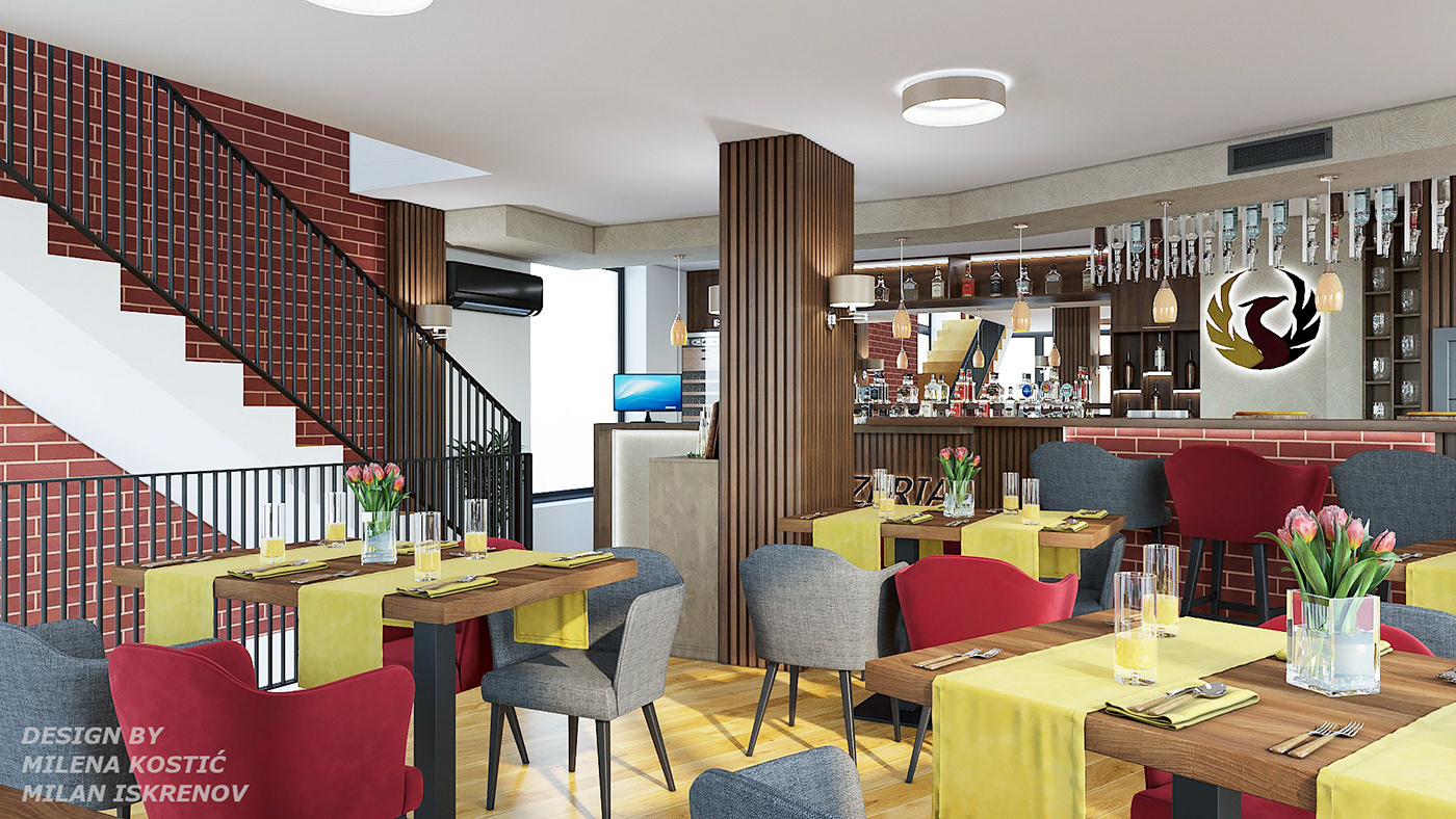 3D arhitecture caffe Interior pizzaria