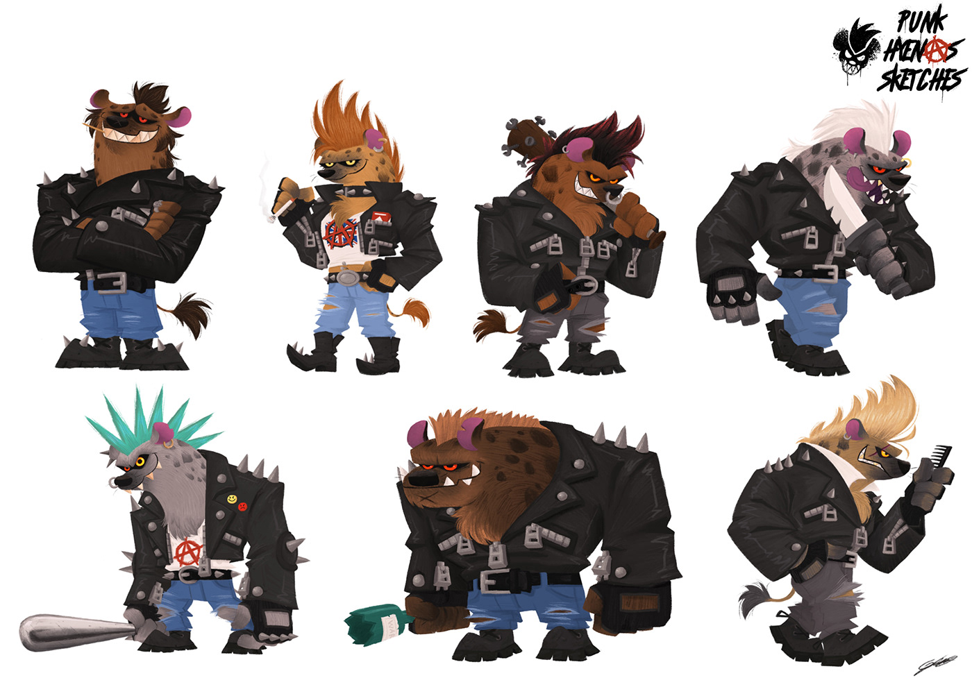 Character animals dessin hyena concept art punk