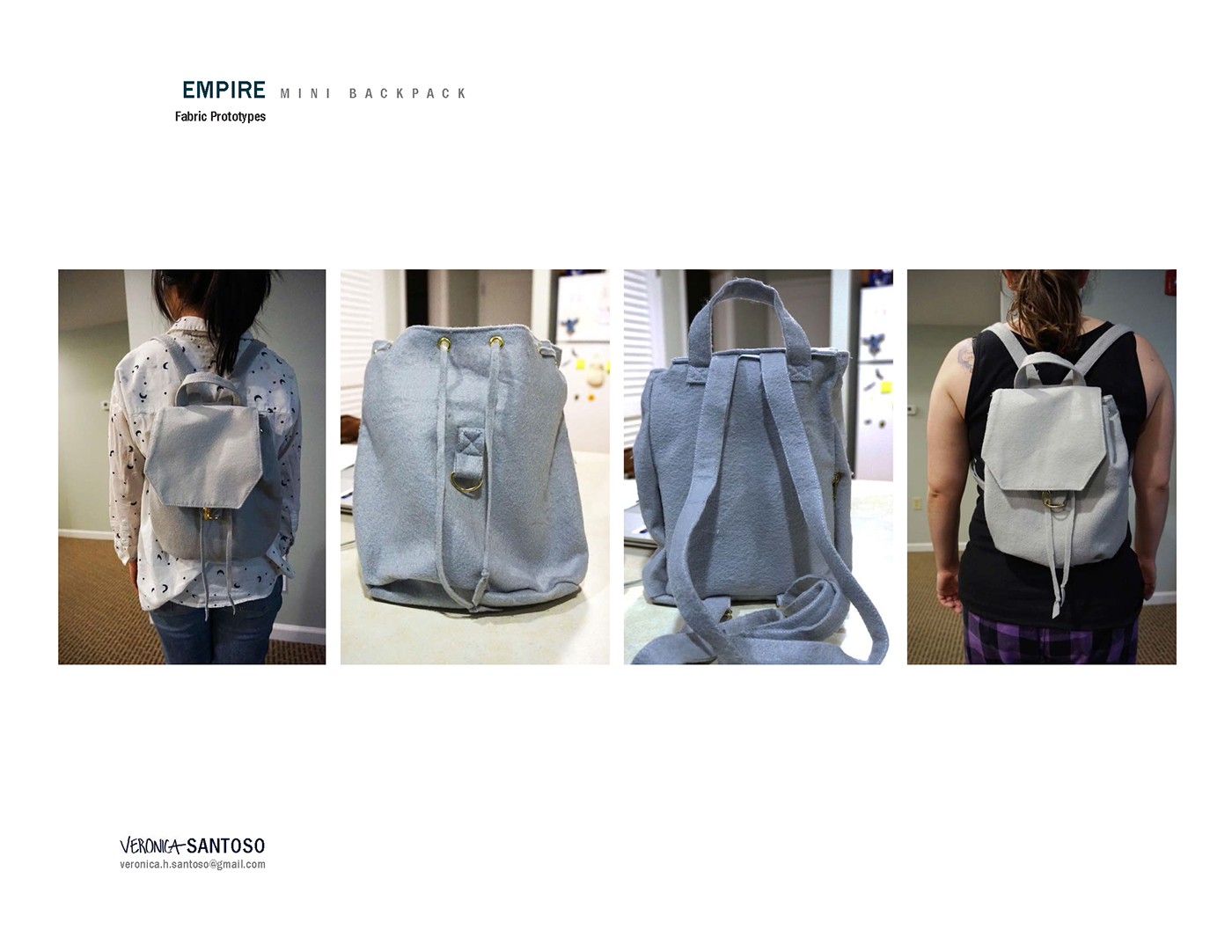 bag backpack softgood design product industrial felt sewing pockets MINI straps