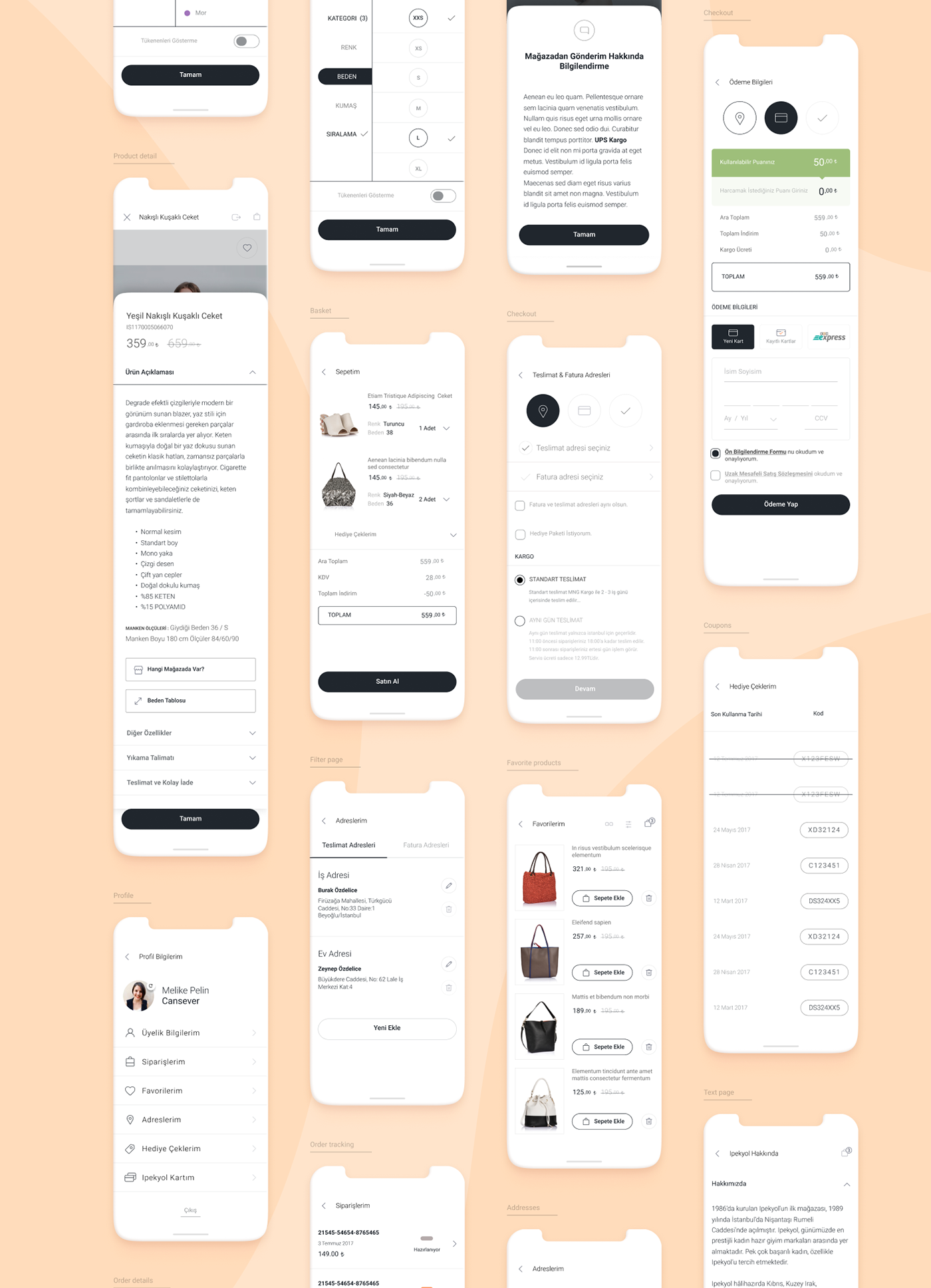 e-commerce estore IPEKYOL Mobile app ui design