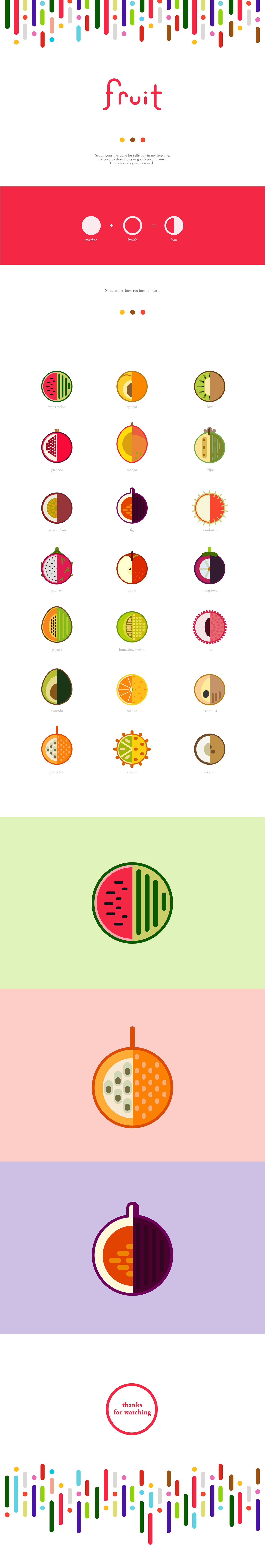 icon set fruits simple geometric icons colors Minimalism graphic elements app