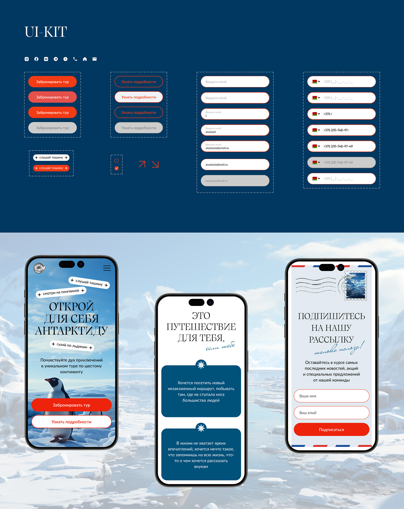UI/UX Web Design  antarctica travel agency Travelling landing page Website traveling Website Design user interface