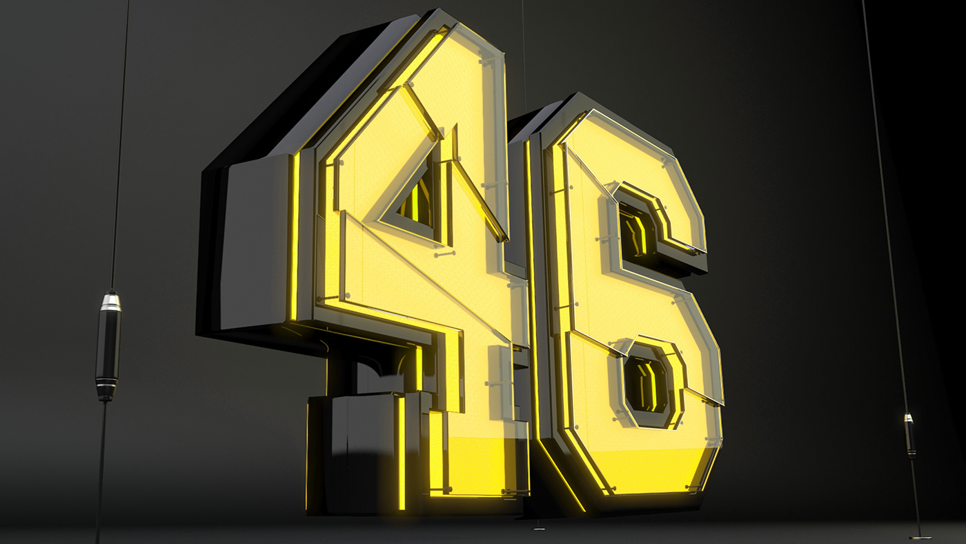 The number 46 made in 3D