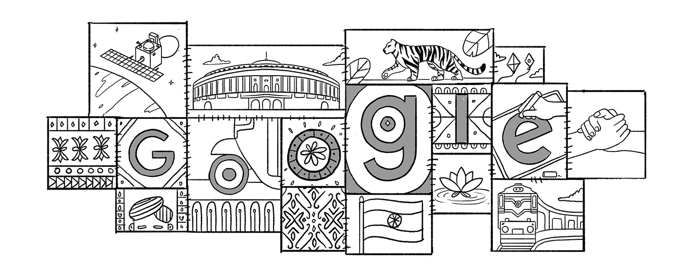 Google Doodle India Independence doodle ILLUSTRATION 