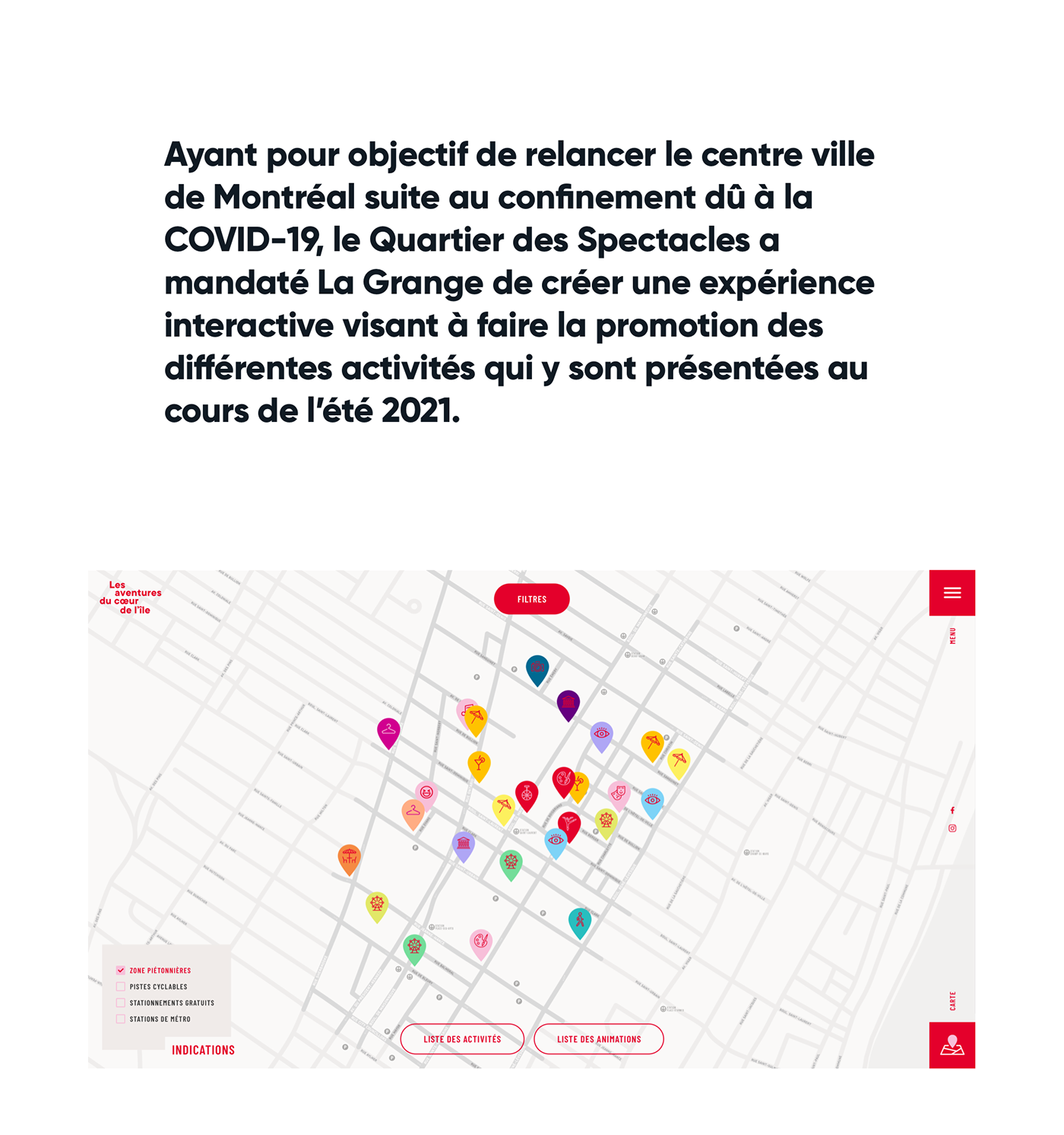developpement site web Website city culture festival interactive interactive map map Montreal