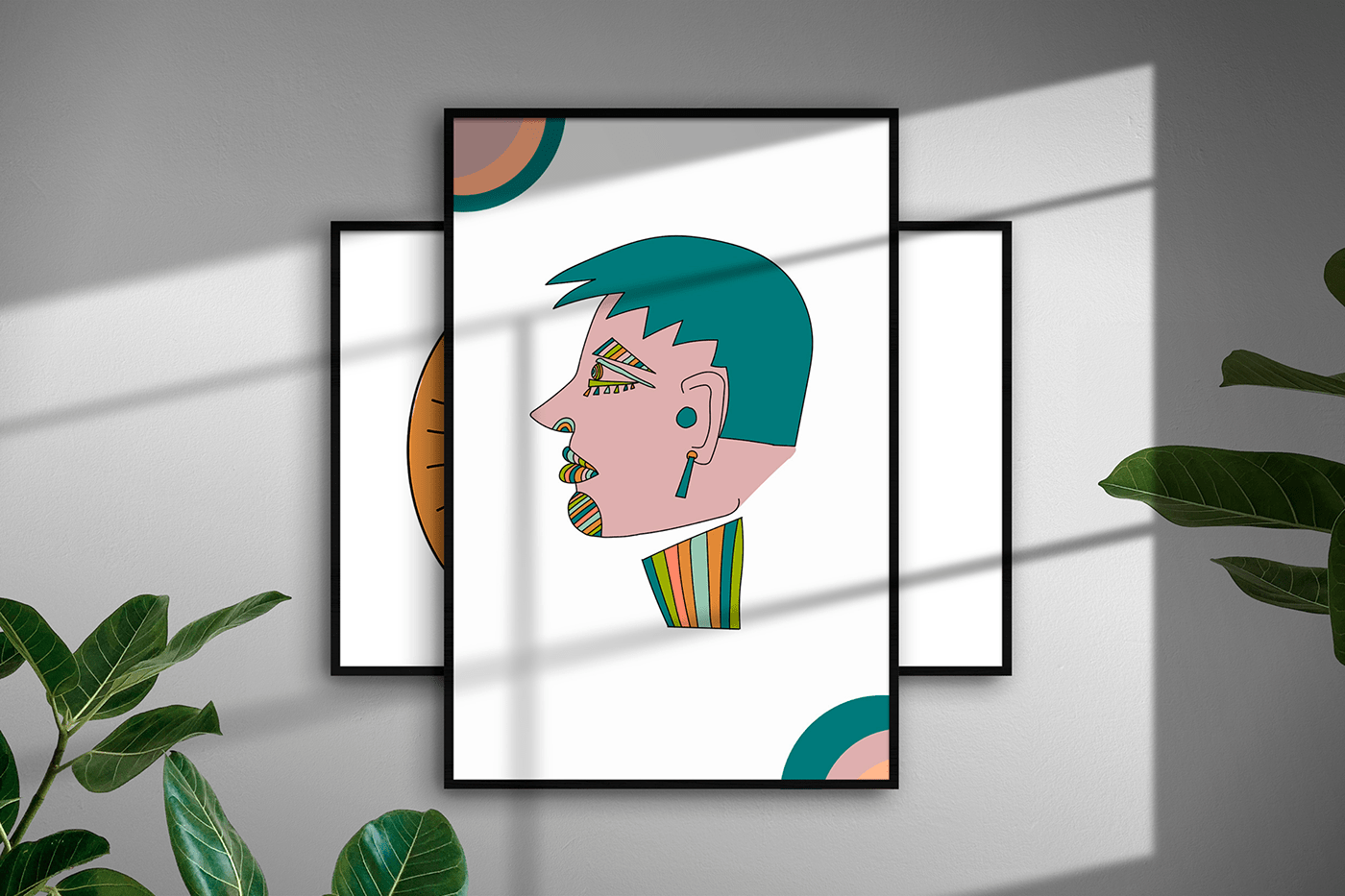 abstract colorful faces decoration for house Drawing  eyes faces hand drawn portrait wall picture weird