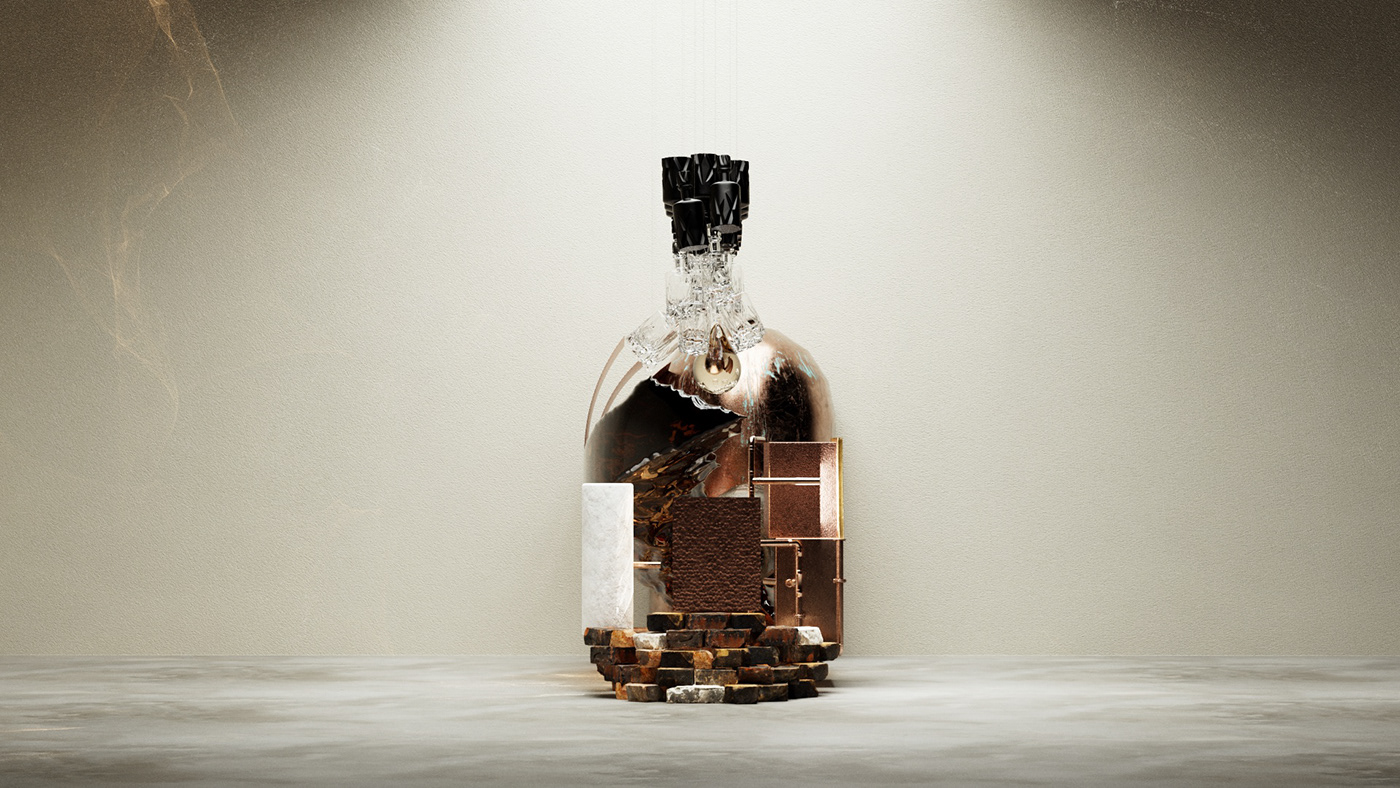 3D 3d animation abstract commercial forced perspective inspire redshift Renders Whisky xparticles