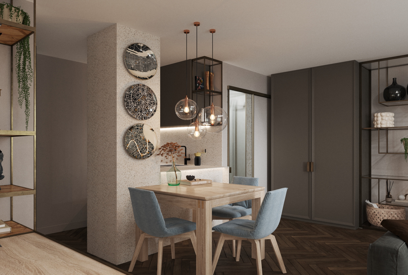 archviz dining diningroom interior design  kitchen livingroom visualization