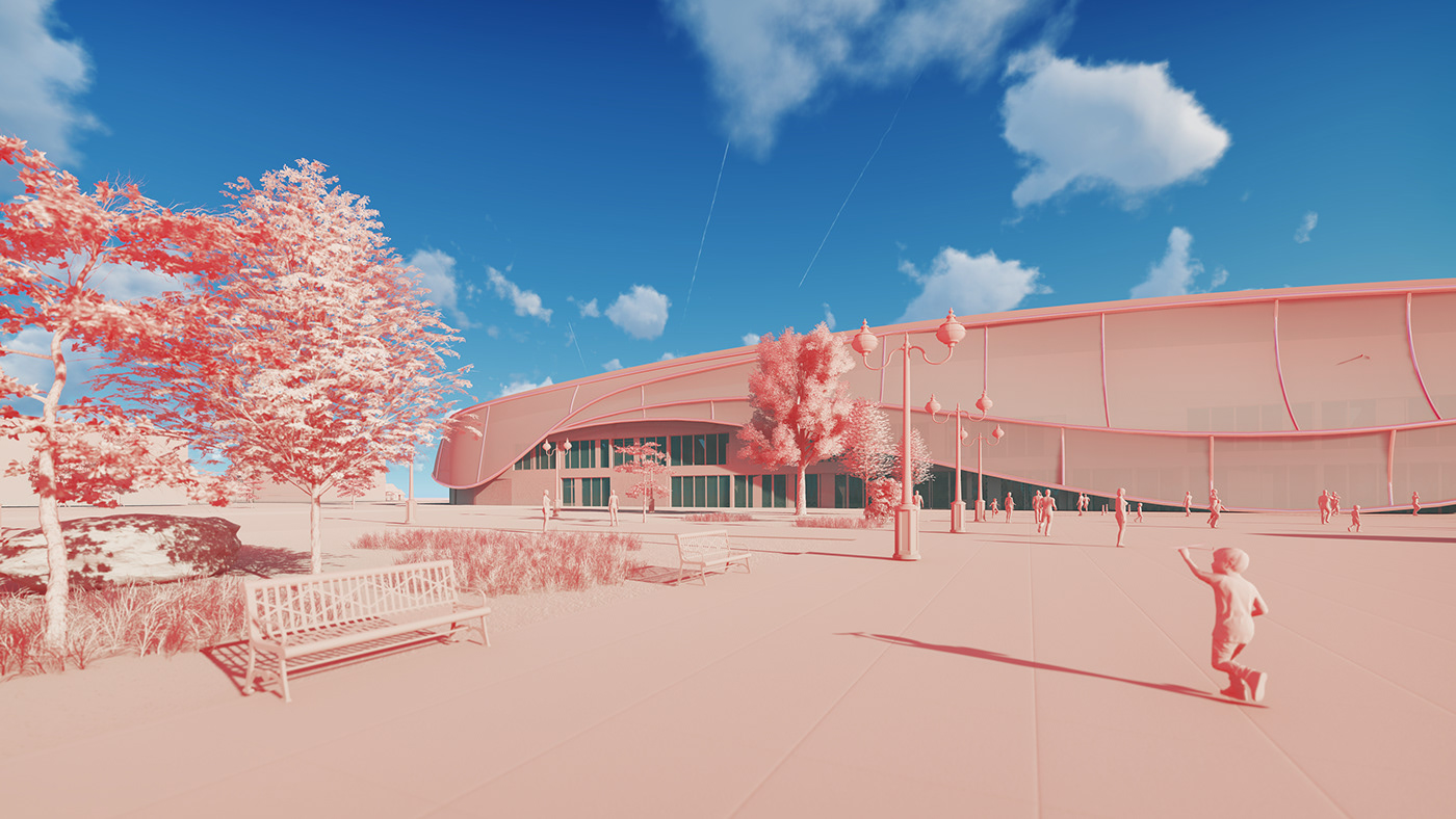 stadium kosovo corona visualization exterior Project Behance Render concept