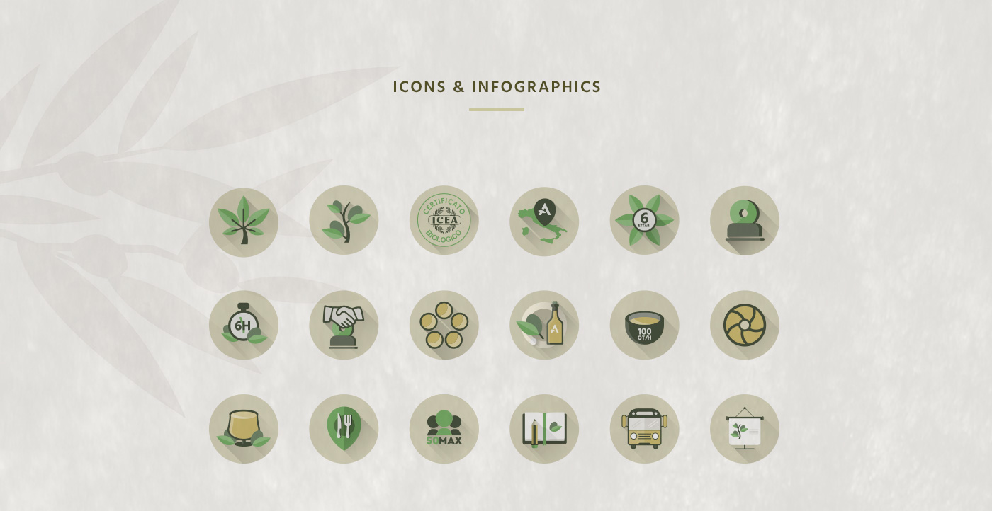 oil mill brand identity Art Director Italy Web Design  Photography  Catalogue infographic Icon bio