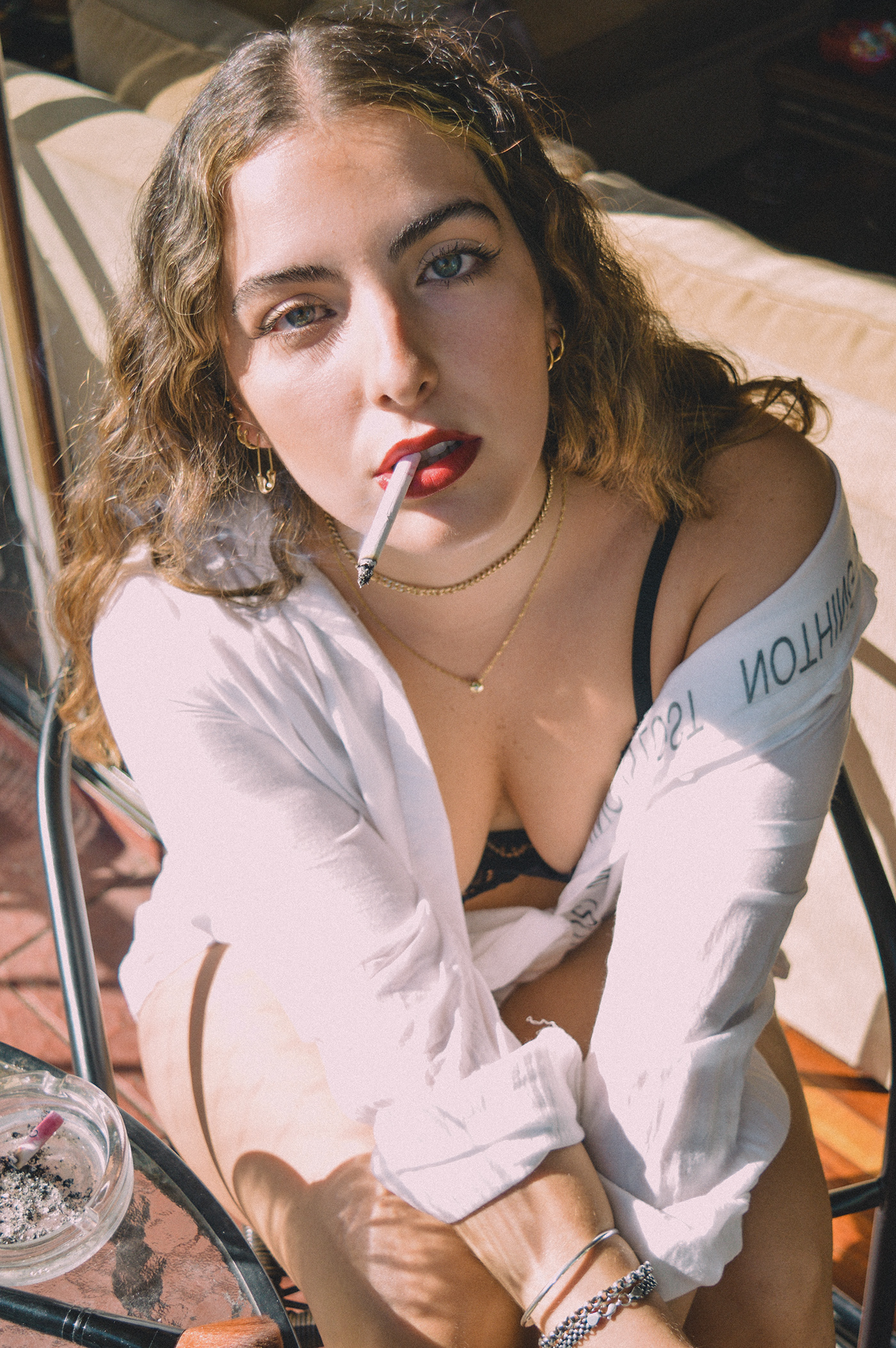 Photography  photoshoot portrait portrait photography red lips smoking towel