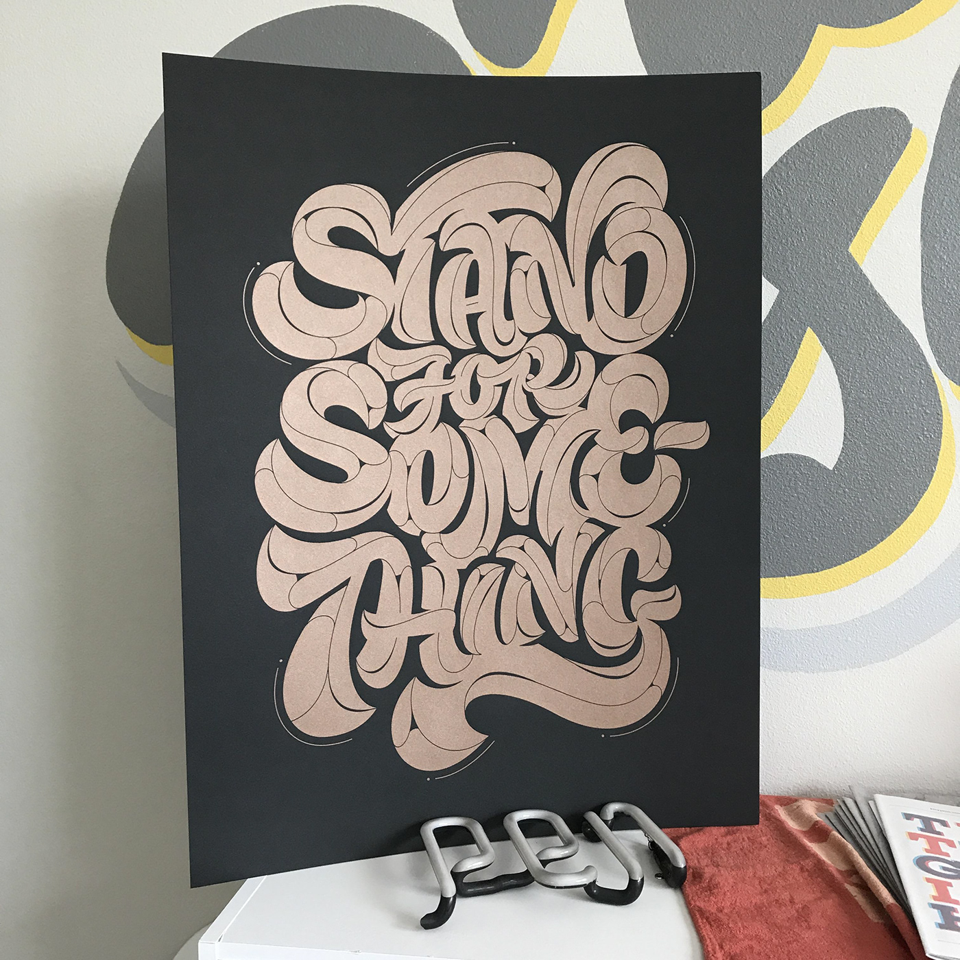 poster screenprint stand for something lettering type print ink metallic 18x24