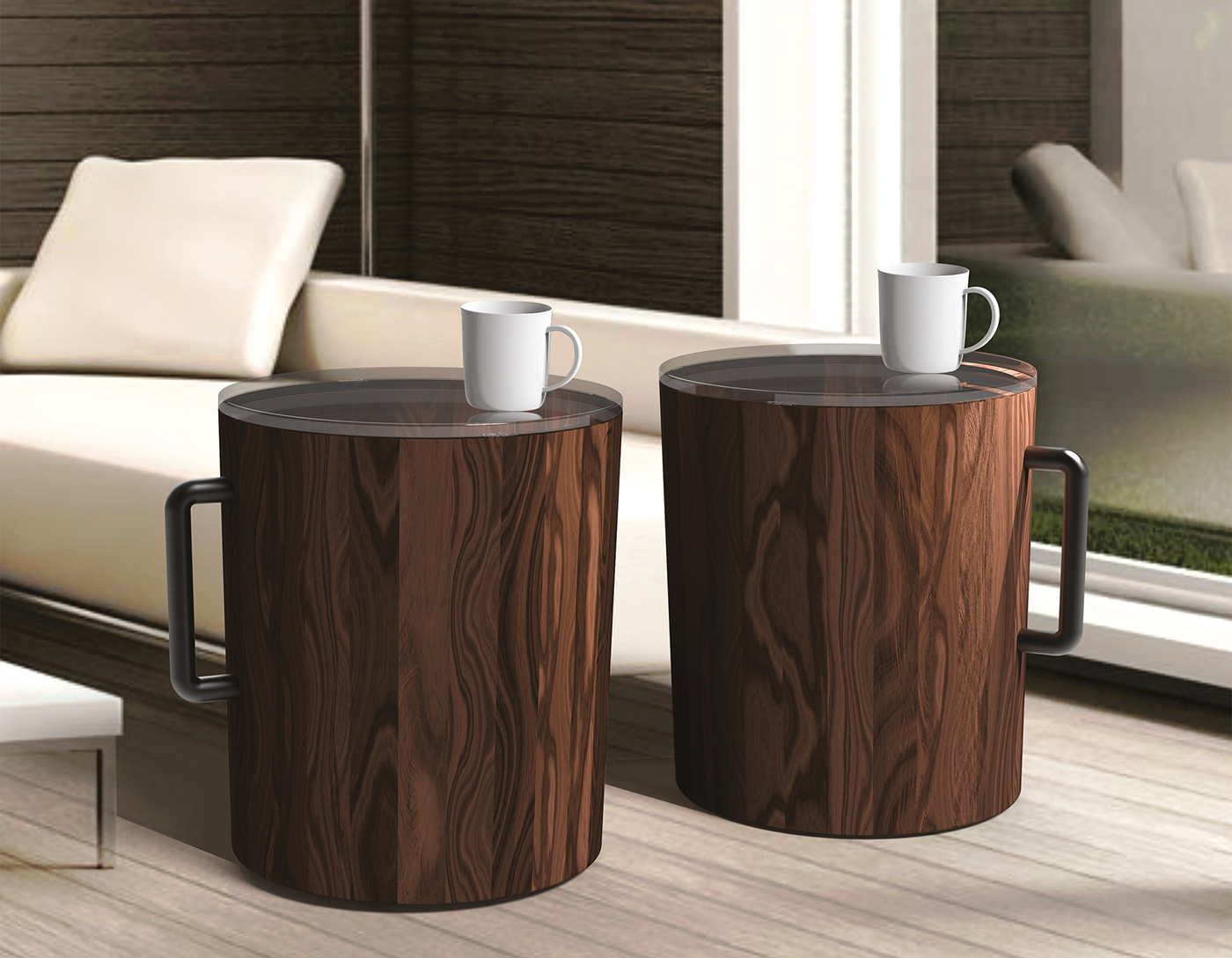 Coffee design furniture ILLUSTRATION  photoshop Render table wood