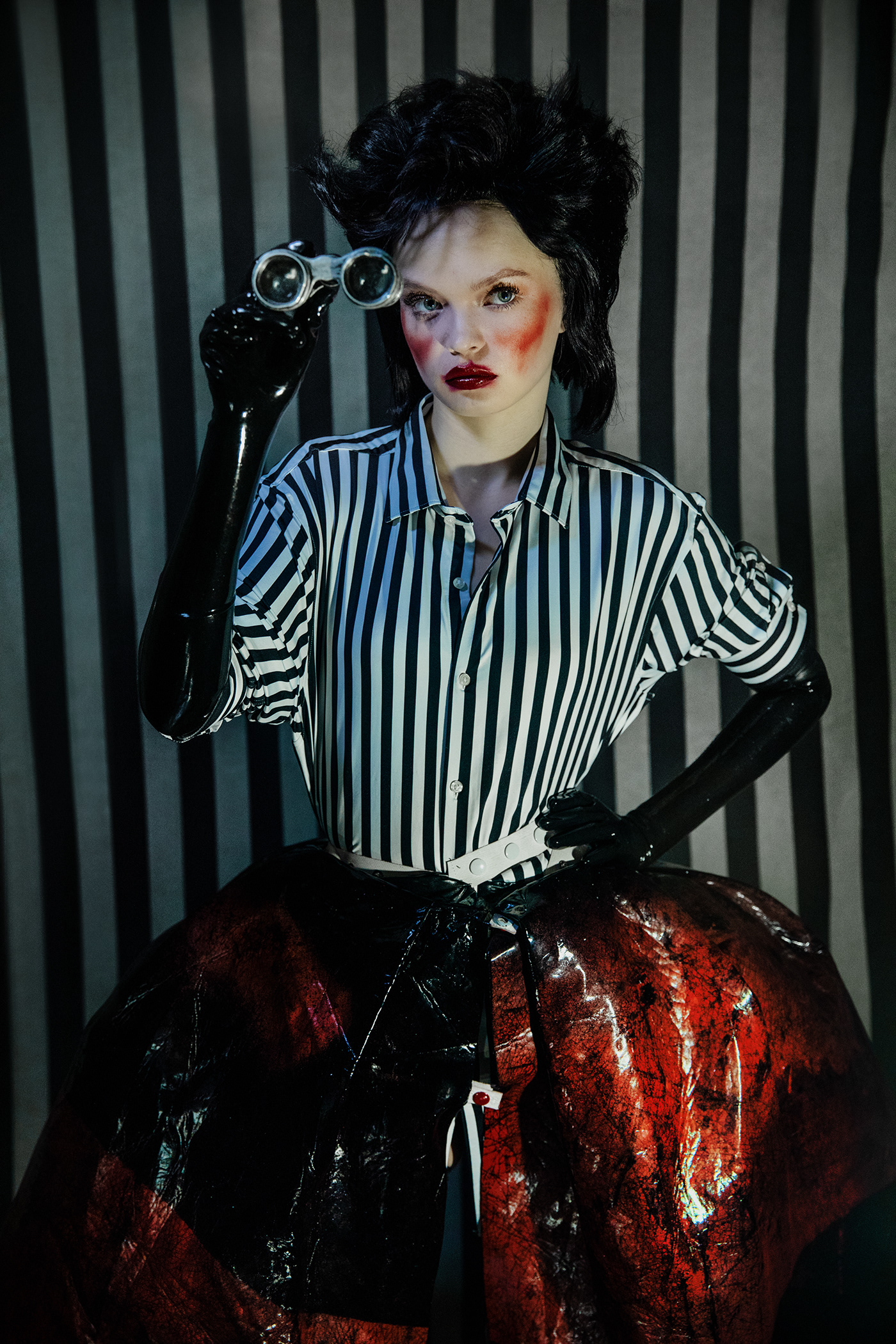 american horror story bw dark doll gothic movie portraits stripes Tim Burton