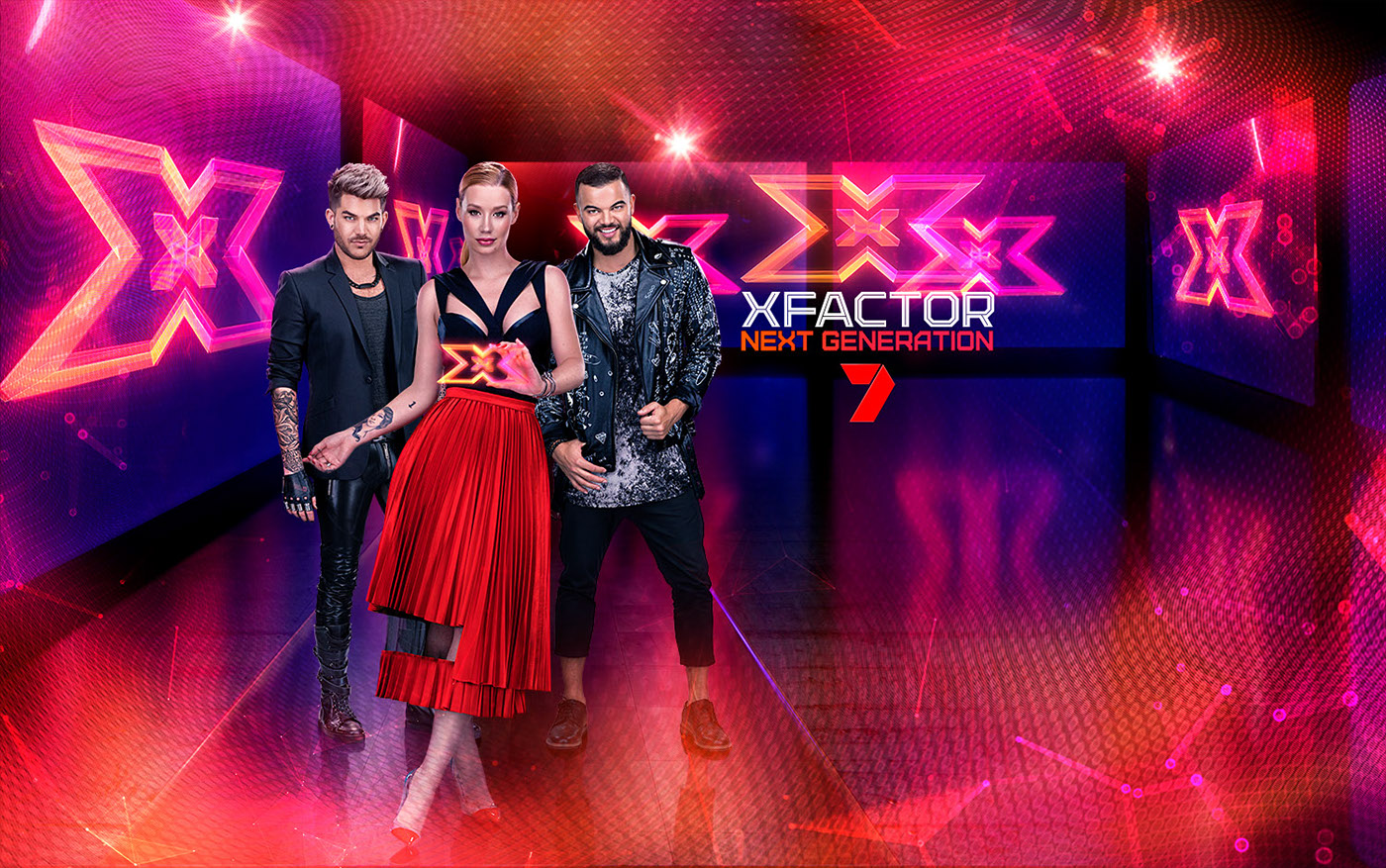 Seven Network iggy azalea electric art ea play god The X Factor Stage bling neon lens flare