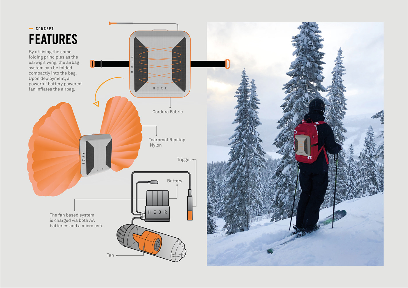 Avalanche bag safety skiiing snow sport