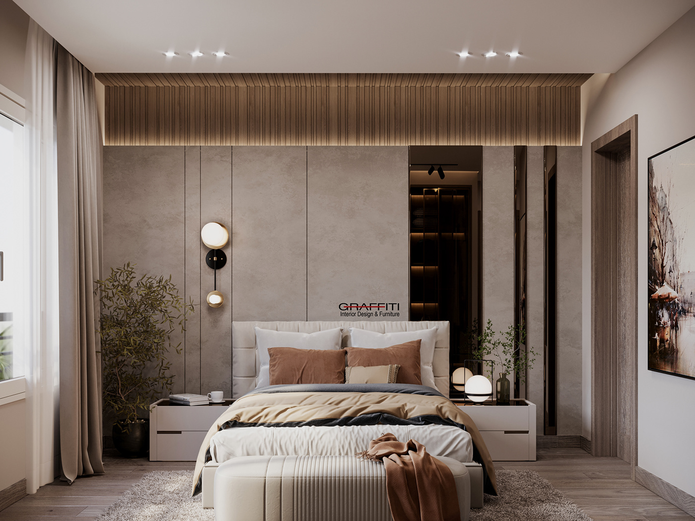 bedroom bedroom design interior design  modern minimal simple design monochrome Interior visualization