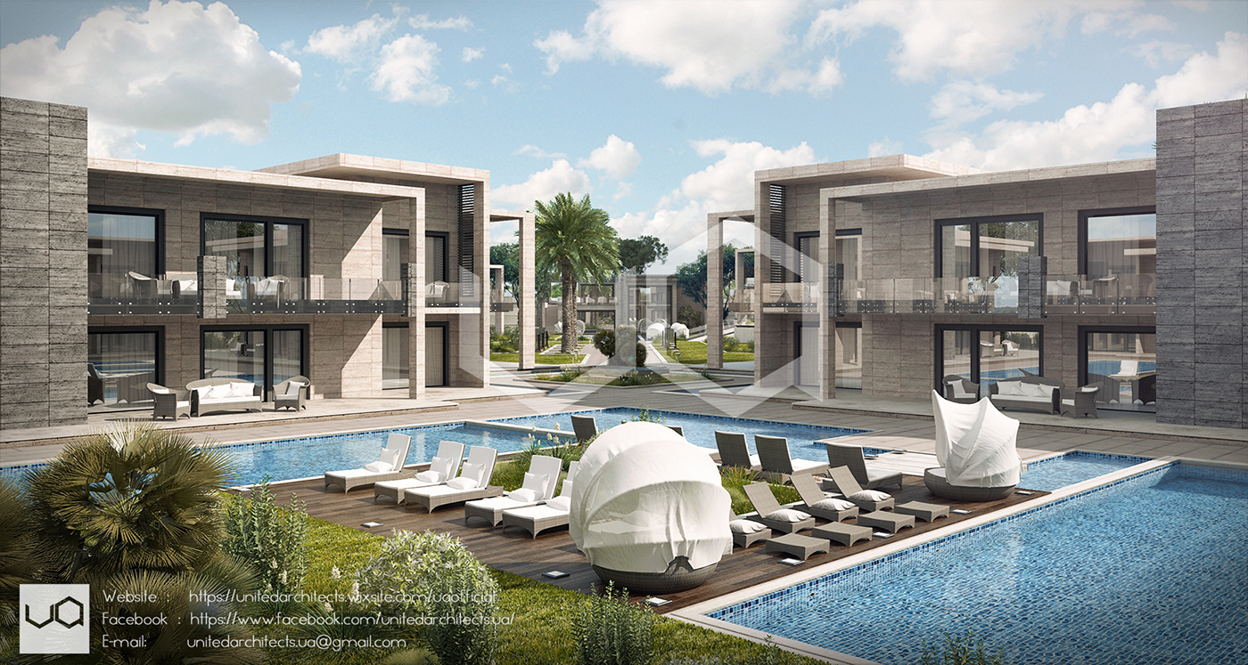 Landscape exterior Render kasrawy united architects architecture ua compound g-cribs residential