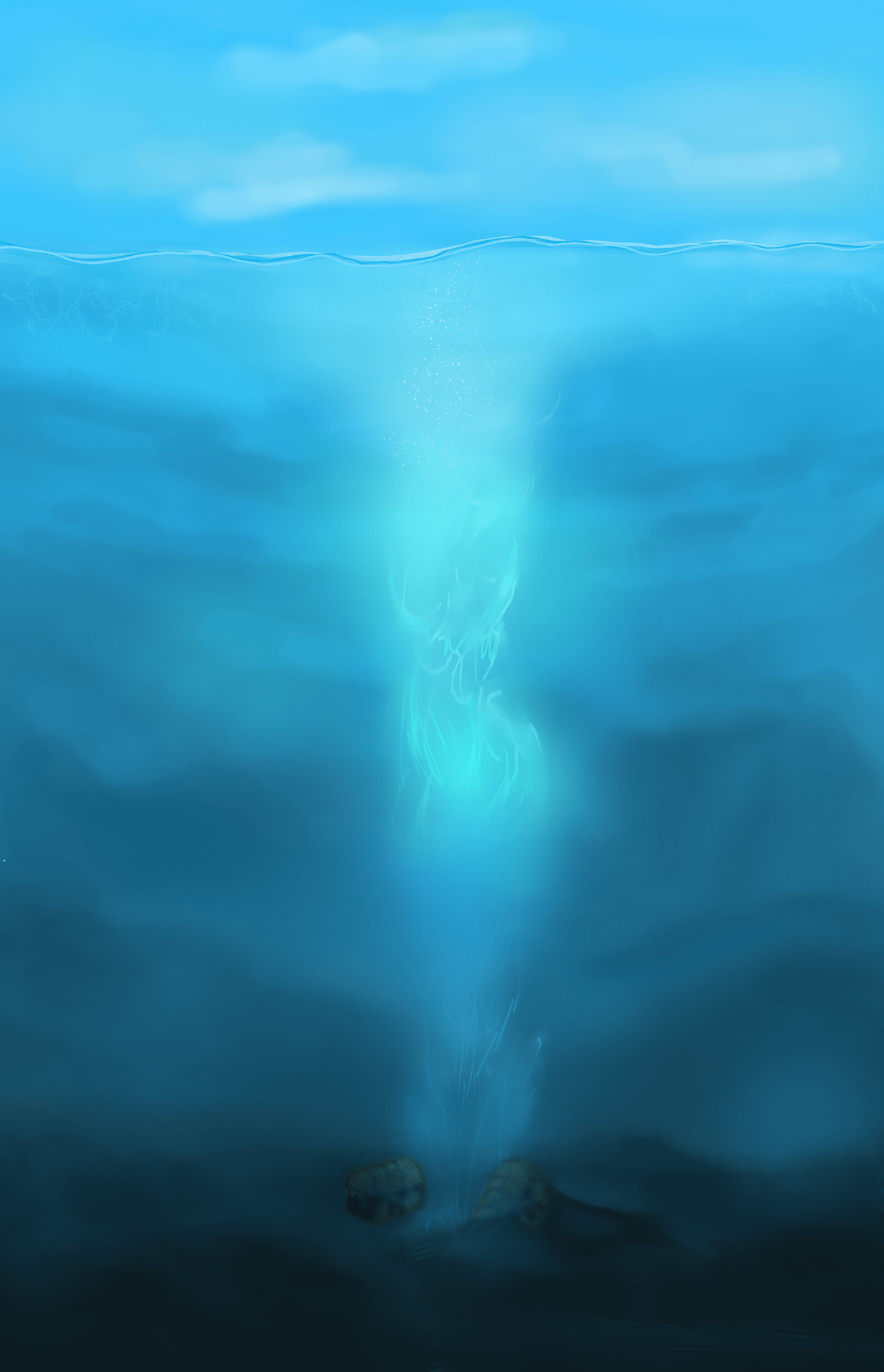 Ahogado blue deep Digital Art  drowned mark oro profundidad tesoro water