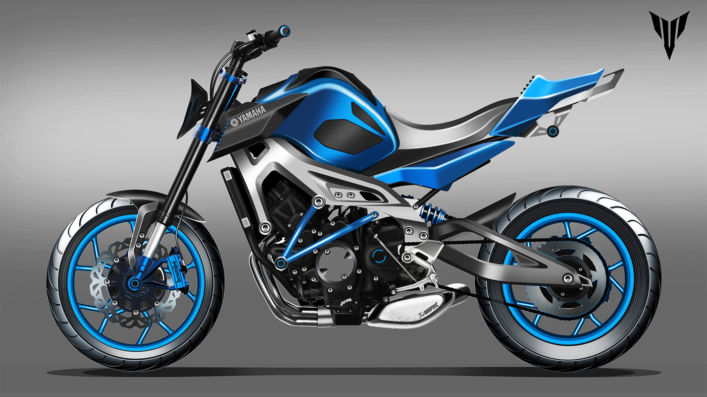 dave mckenna industrial design  motorcycle design mt09 stunt motorcycle stuntman yamaha yamaha mt09 Automotive design product design 
