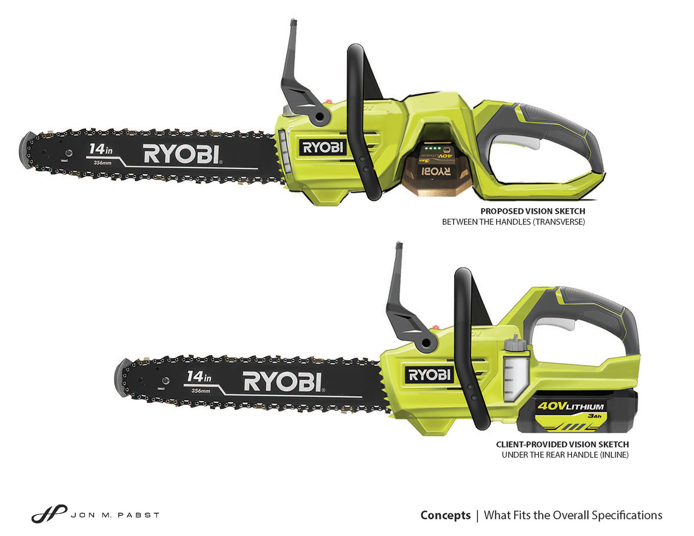 chainsaw ryobi battery powered industrial design  product concept 40Volt