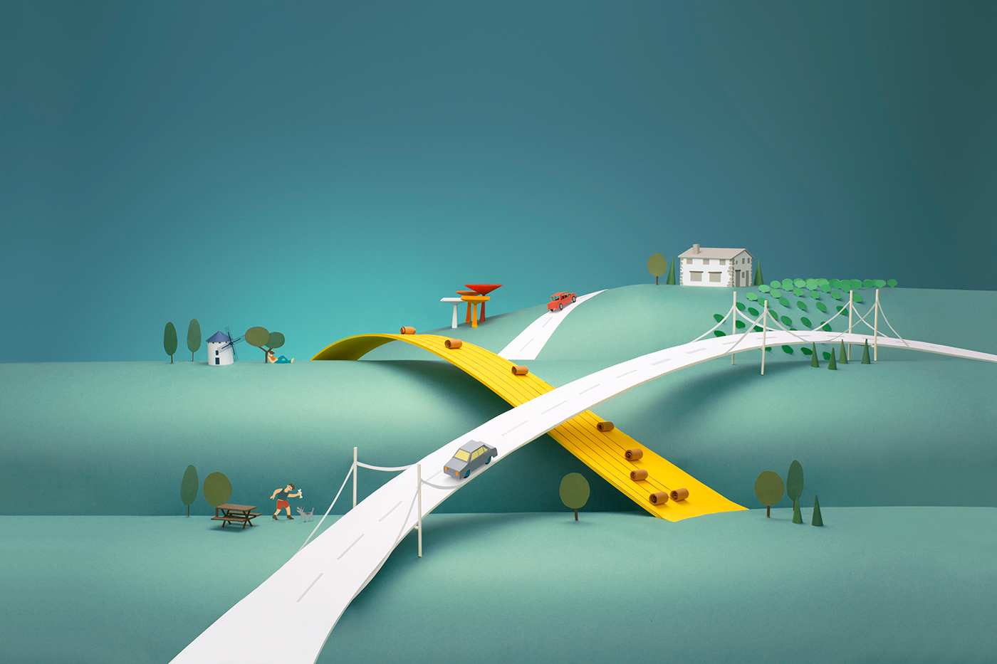 papercraft road Travel RoadTrip car holidays gif animation  handmade set