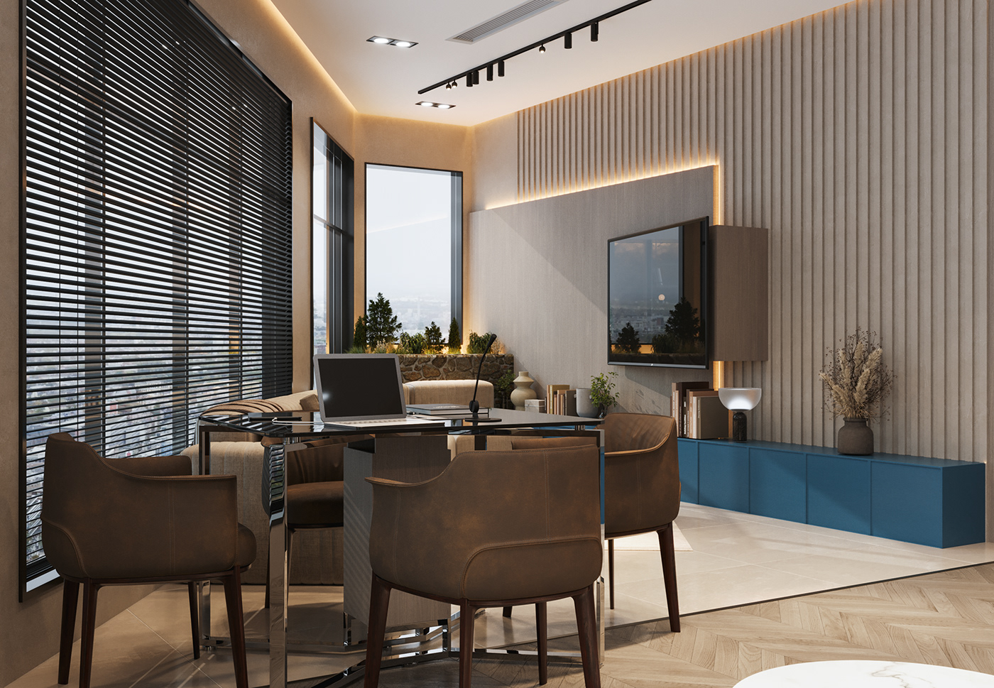 Office visualization interior design  modern 3ds max corona Render 3д boss luxury