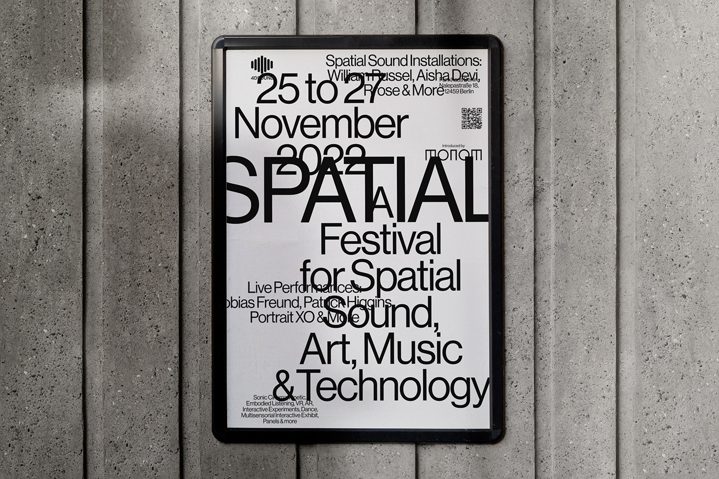 music sound festival berlin black and white poster