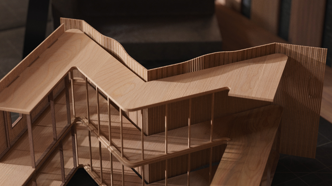architecture 3D church house wood architect Miniature Interior realistic Blueprint