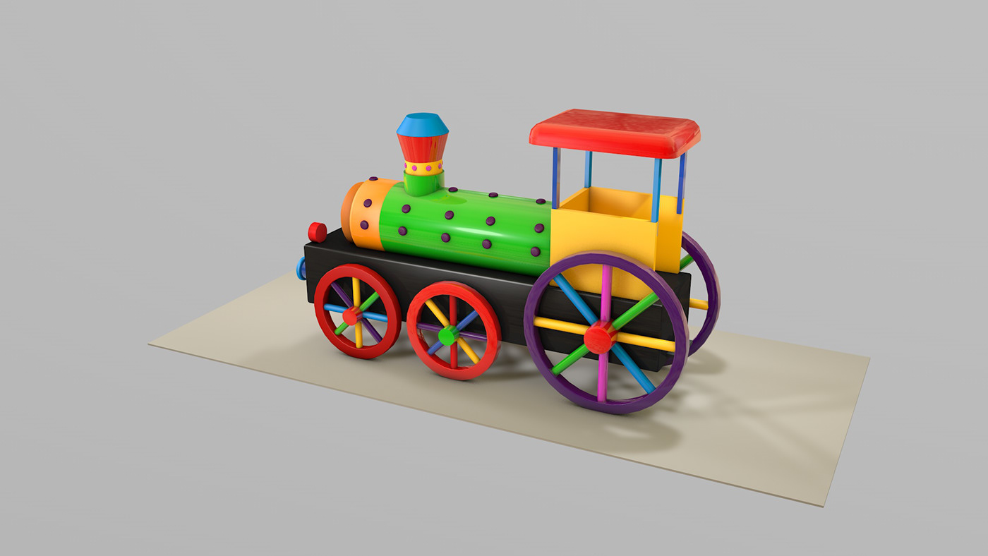 kids toy train 3dmodel cinema4d gameart GameAsset lowpoly 3DWork   CGart