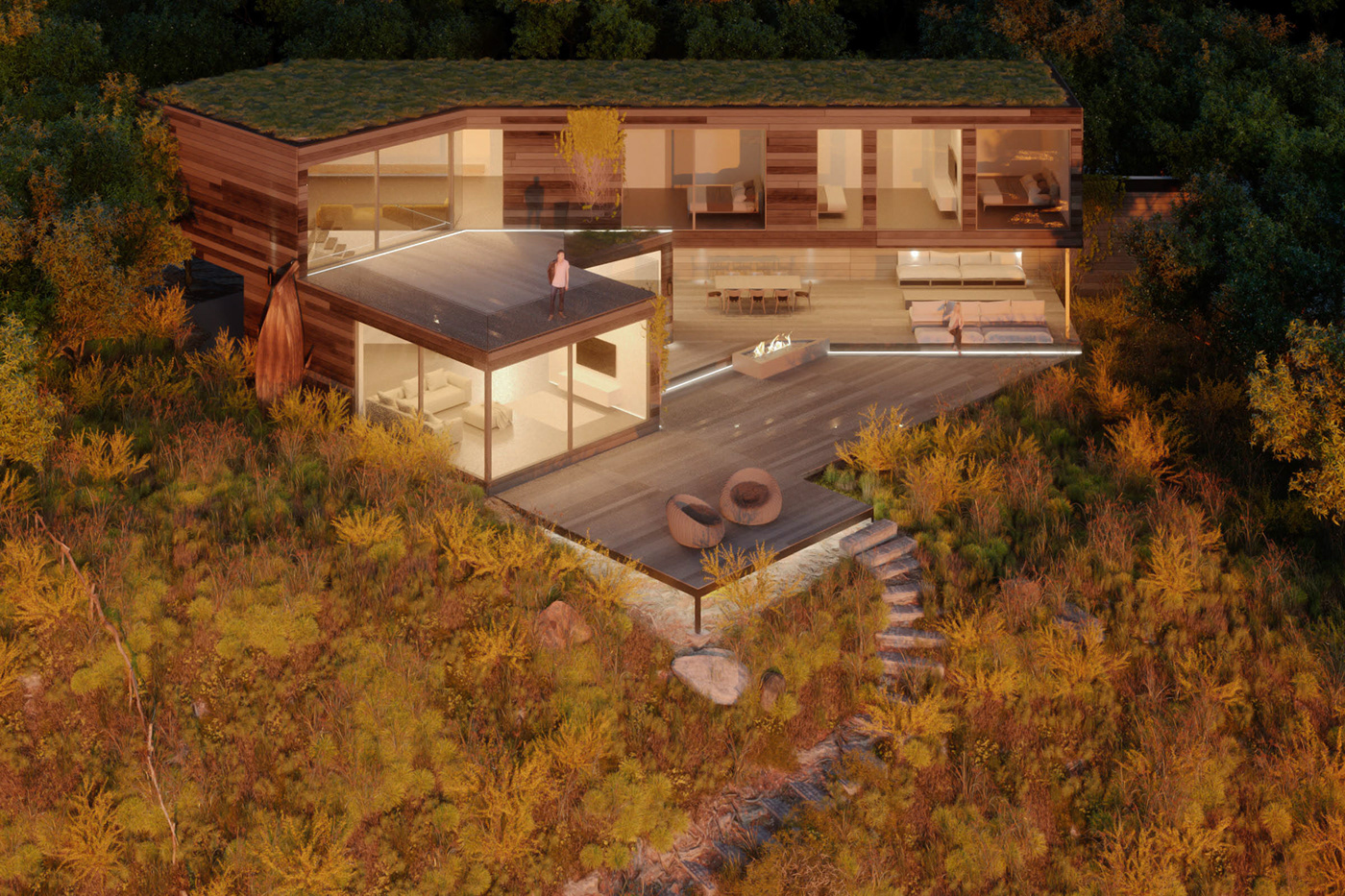 architecture visualisation hillhouse exterior