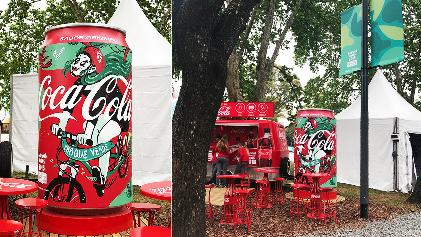 BAYOG bicycle girl Coca Cola coca cola can packaging illustration soda can