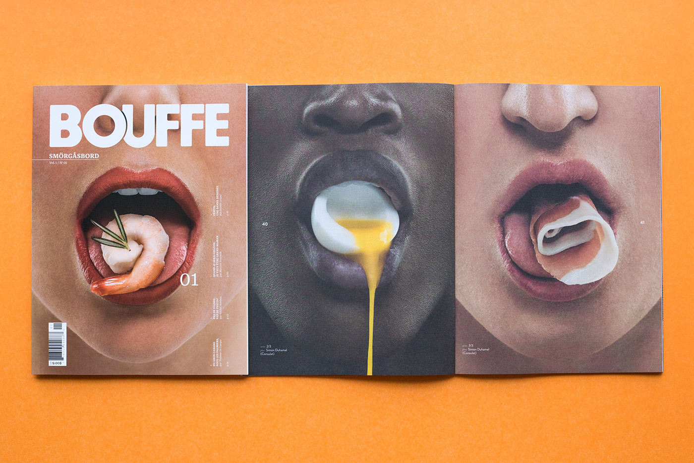 Bouffe mag magazine Food  foodies cover face tongue shoot shooting type text edition paper shrimp