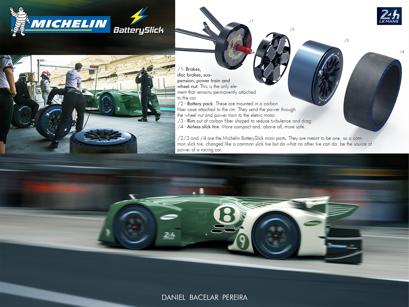 michelin design bentley award le mans race eletric car design Render