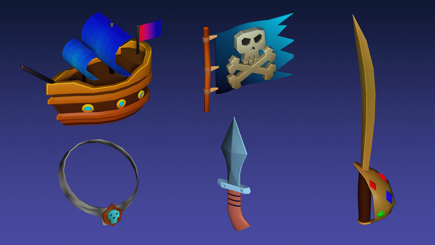water pirate sea props stylized casual modeling 3D gamedev Digital Art 