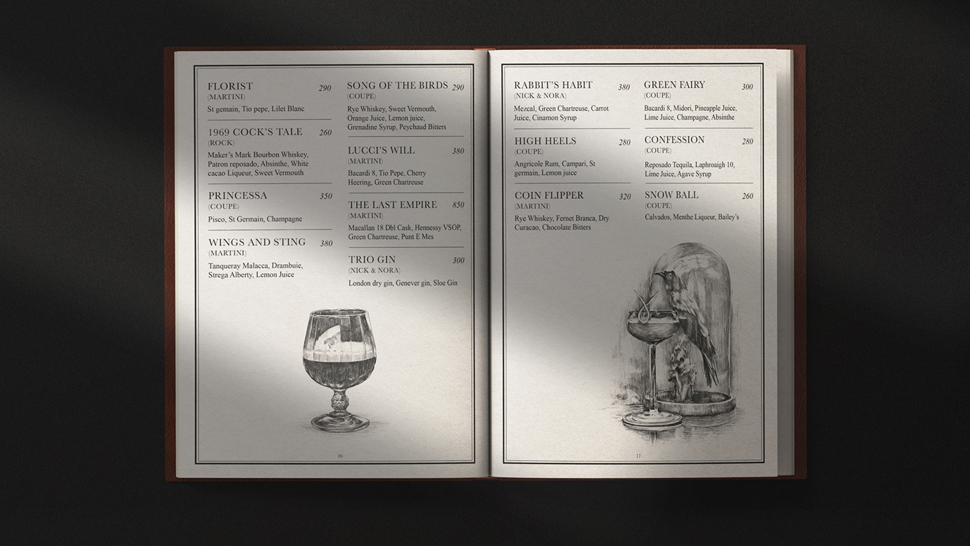 book editorial menu menu design ILLUSTRATION  Illustrator Drawing  cocktailbar branding  Graphic Designer