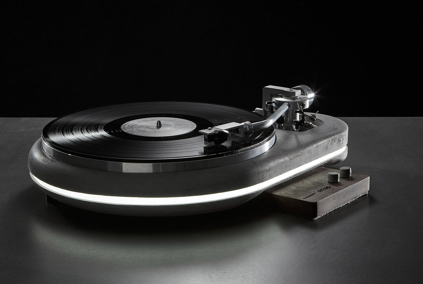turntable concrete music audiophile fidelity hi-fi vintage vinyl stereo walnut