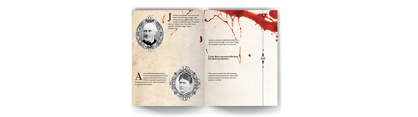 book crime graphic design  horror InDesign lizzie borden murder True Crime typography  