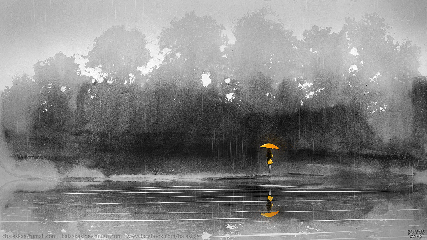 rainy yellow Umbrella