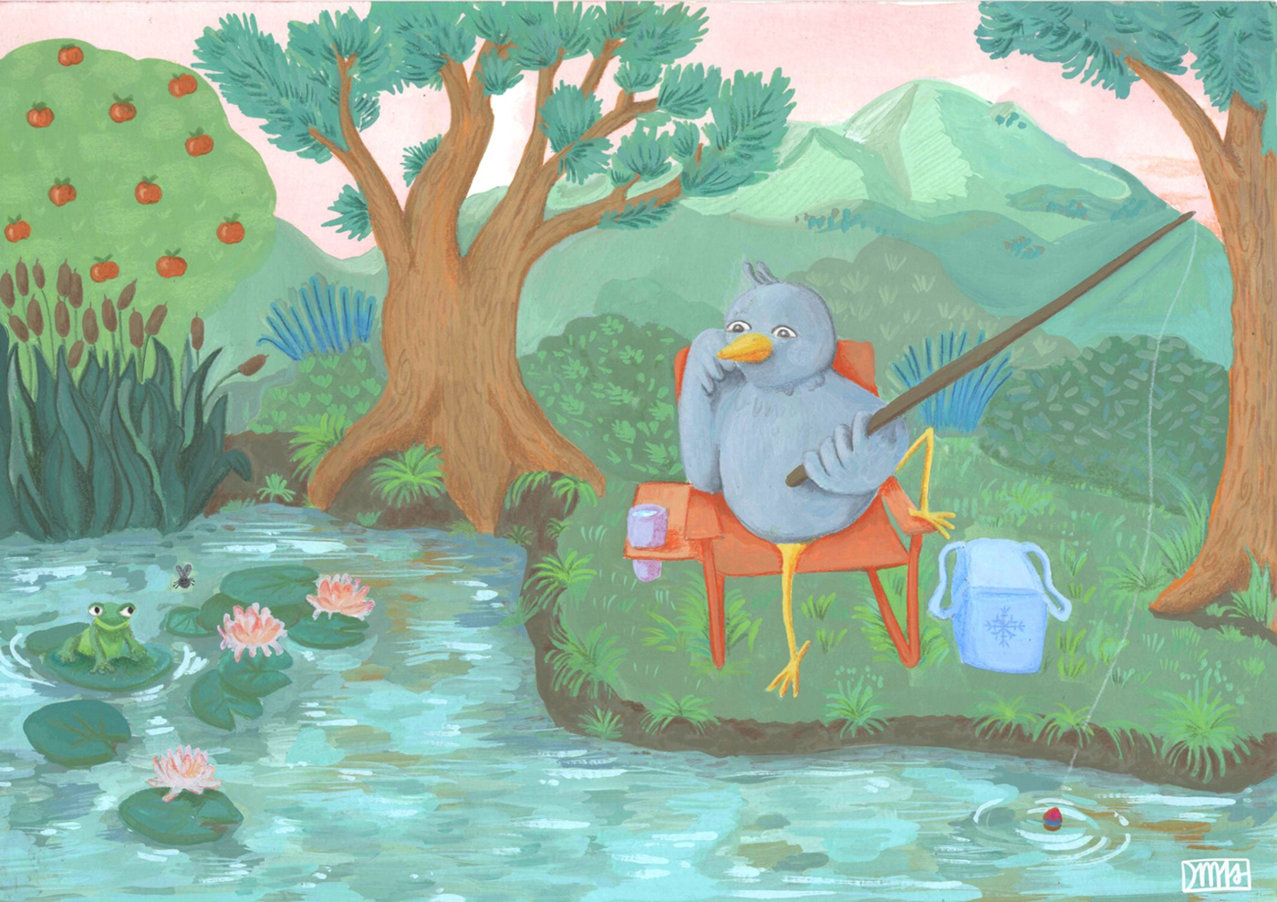 gouache illustration jeunesse children's book edition oiseau Nature traditionnel peinture édition jeunesse