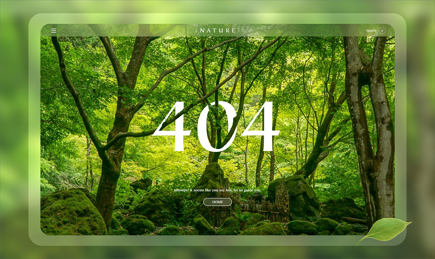 Adobe XD concept design error 404 Nature UI ui design