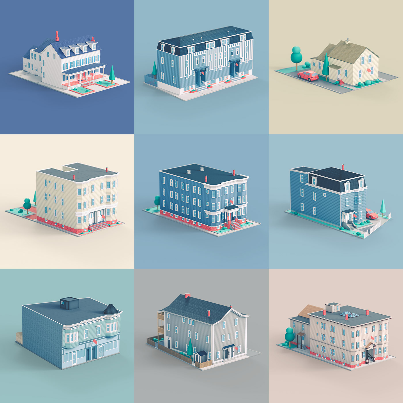 3D 3d icon building home houses Isometric isometric house Real State stylized map web icons