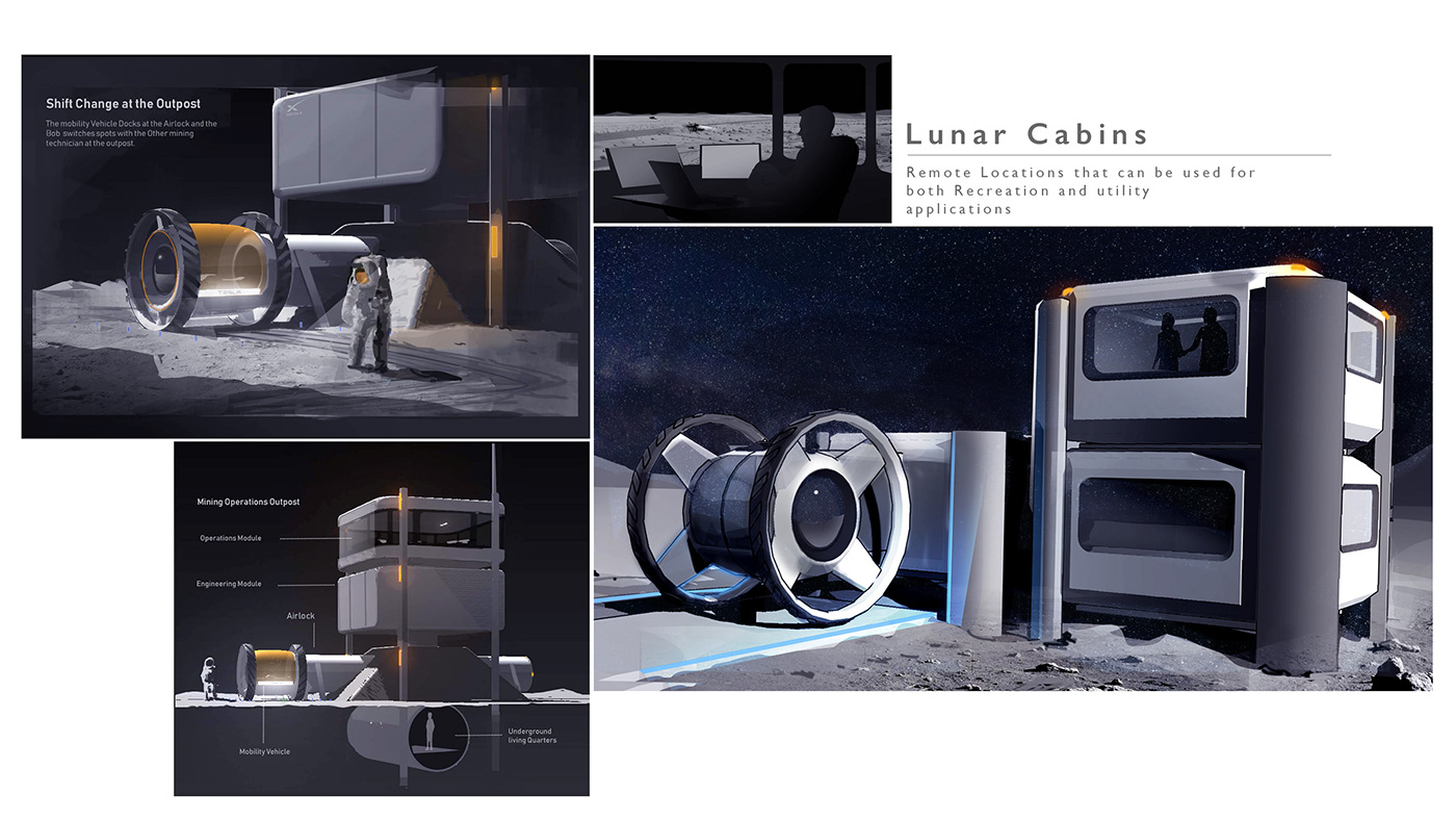 tesla lunar mobility concept Space  moon automotive   transportation design spacex