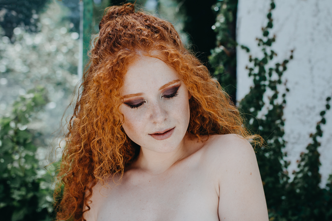 photoshoot ginger Lisbon summer pale freckles MAKE UP ARTIST Beautiful female