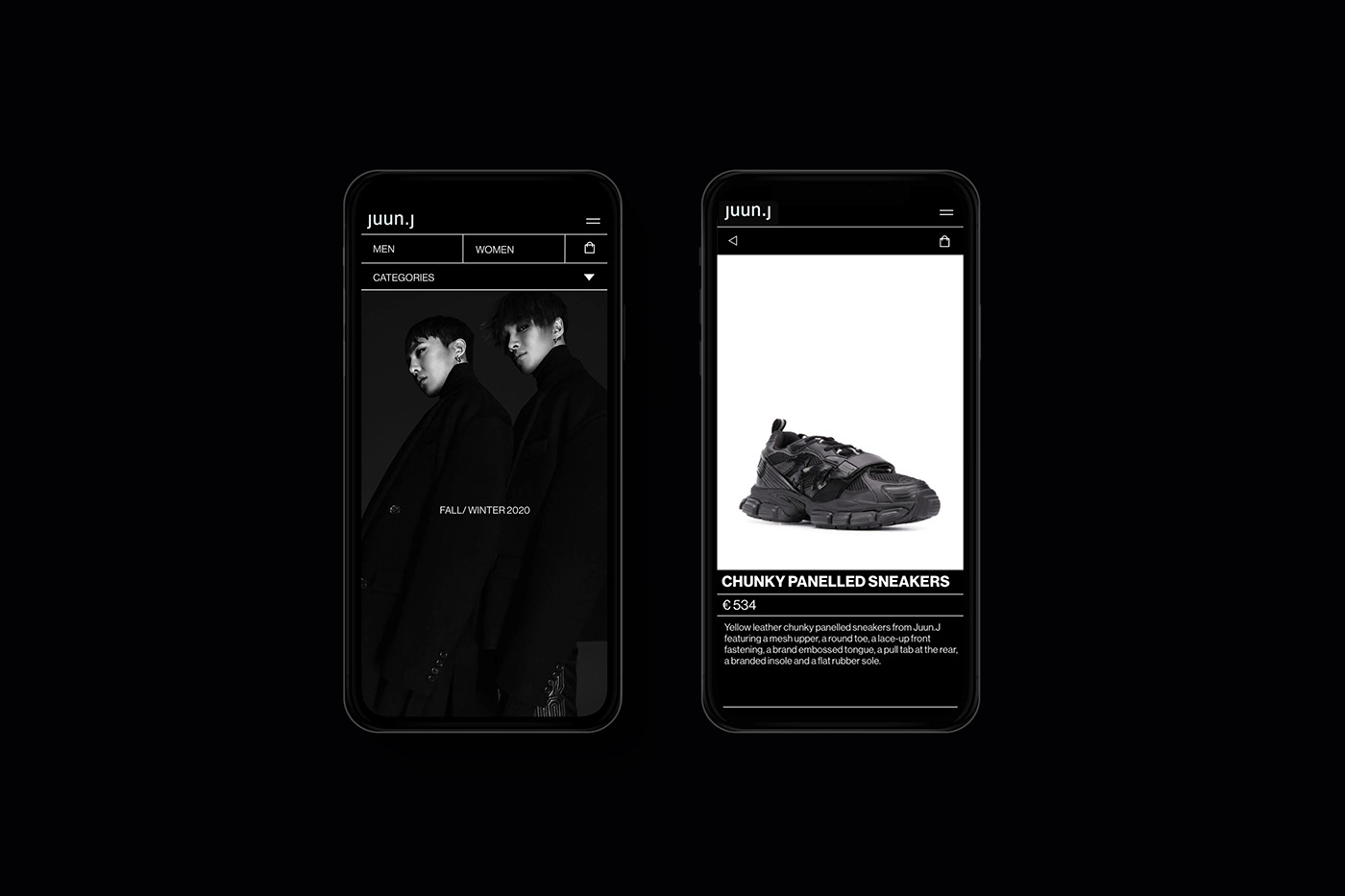 black dark ui Fashion  juun j korean luxury ui/ ux user interface Web Design  Website upgrade