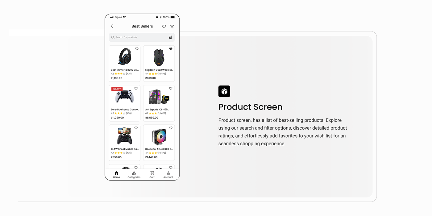 Gaming accessories ecommerce application ui design